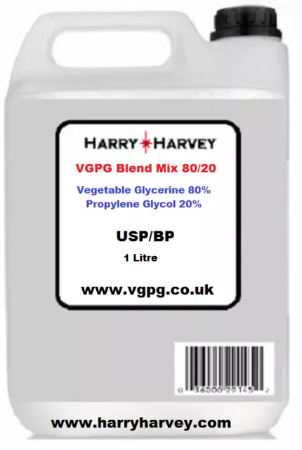 1L 1 Litre 80/20 Vegetable Glycerine VG MPG Propylene Glycol PG VGPG Blend Mix