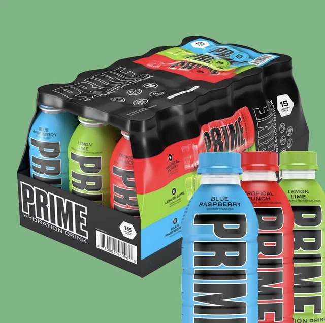 PRIME HYDRATION DRINK Variety Pack By LOGAN PAUL X KSI, 15 pack! 🟢🔵🔴 £