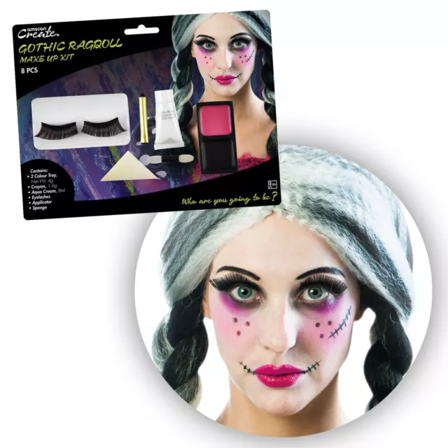 Femmes Rag Poupée Sfx Maquillage Kit Accessoire Cils Maquillage Halloween Cassé
