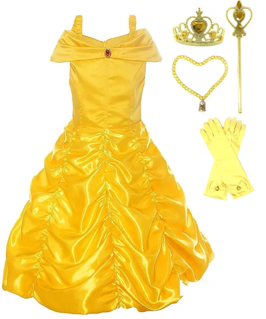 Costume costume bambine bambini dorato Belle PRINCIPESSA