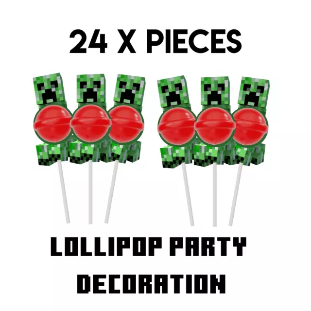 24x Minecraft Lollipop Holders - Party Decoration