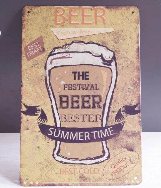 Retro Tin Signs Beer Poster Summer Time Metal Plate Pub Bar Wall Decor Hainging