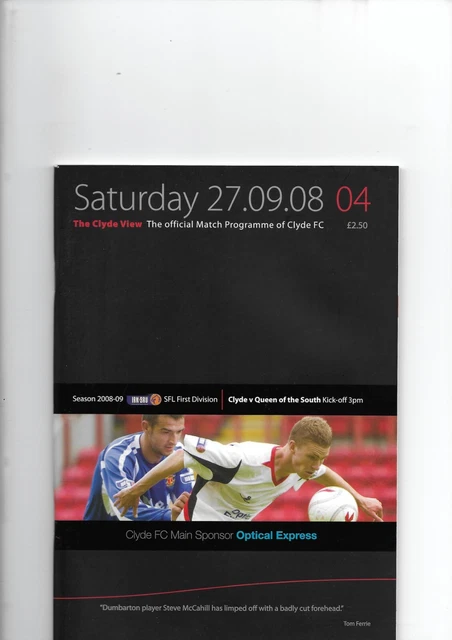 Clyde V Queen Of The South 27/9/2008 League Match Programme