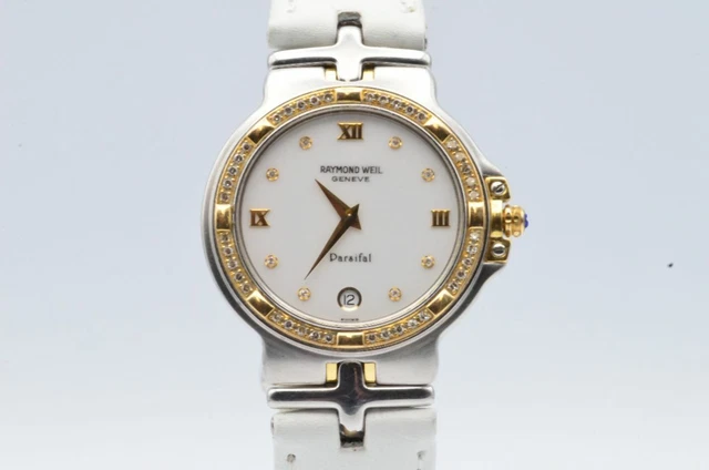 Raymond Weil Parsifal Men's Watch Quartz 1 3/8in Steel 9190 With Leder Diamonds