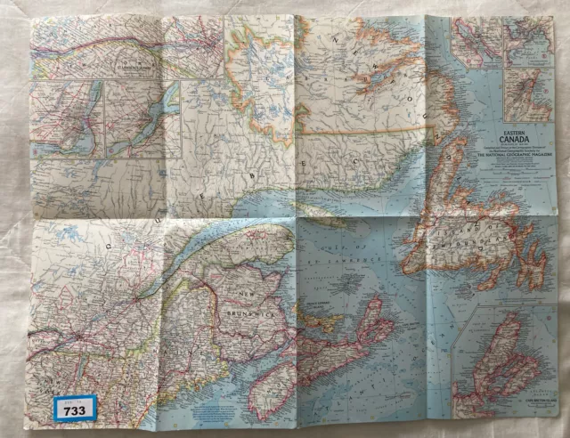 1967 Vintage Map of Eastern Canada