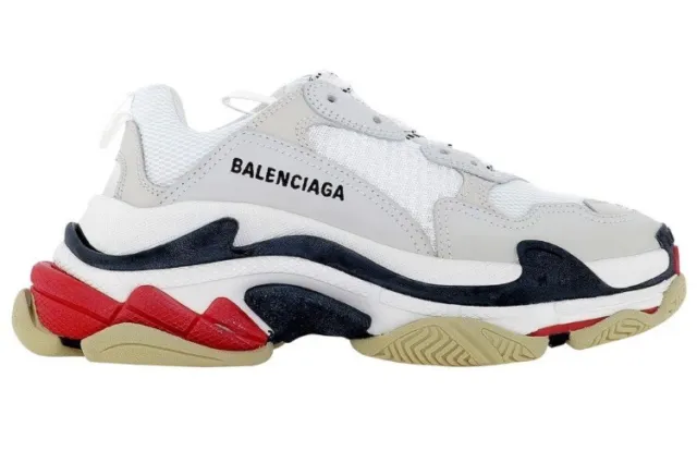 Balenciaga Triple S Sneaker Distressed White/Red/Black Womens Size 38