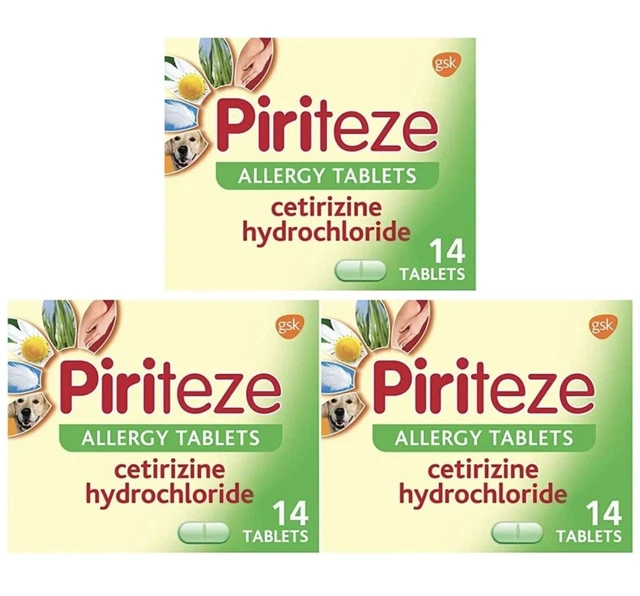 PIRITEZE ANTIHISTAMINE ALLERGY Relief Tablets Cetirizine 14 Tablets