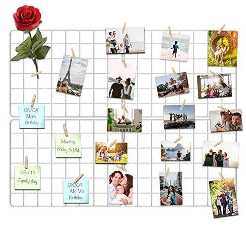 Wire Wall Grid Panel For Photo Display Diy White Iron Picture Frames Collage For