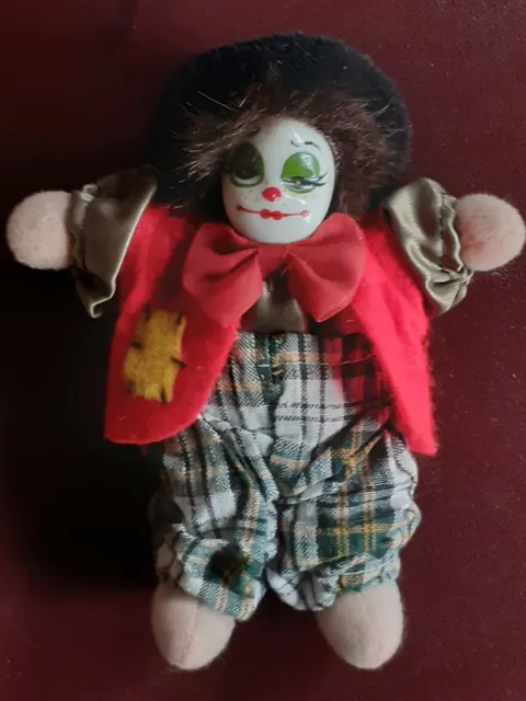 Wunderschöne Clown Puppe mit Porzellan Kopf