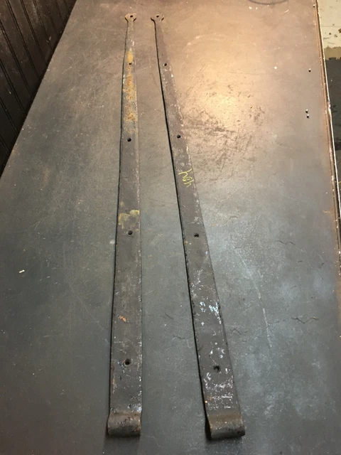 Antique Hand Forged Iron Barn Door Strap Hinges 37” Long x 2 in 2