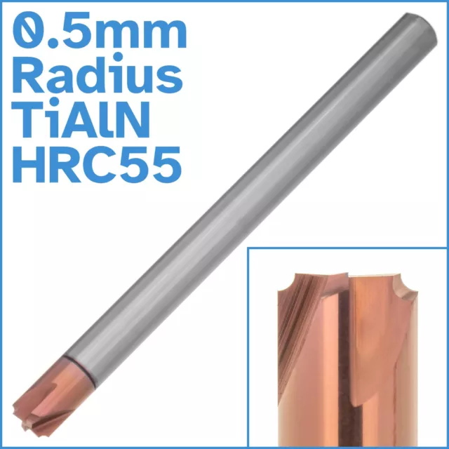 0.5mm Corner Radius TiAlN Coated 4 Flute Carbide CNC End Mill HRC55 Bit Tool