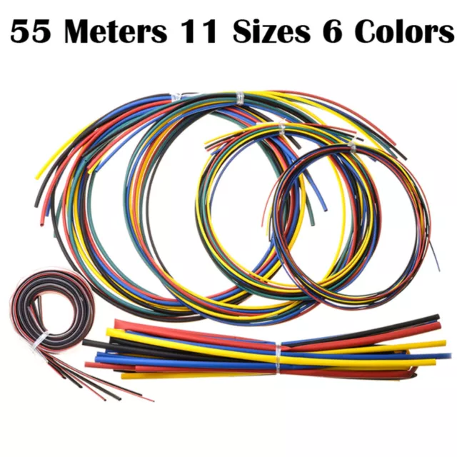 55 M Tubing 6 Colours Shrinkable Sleeving Set Repairing Home Changing