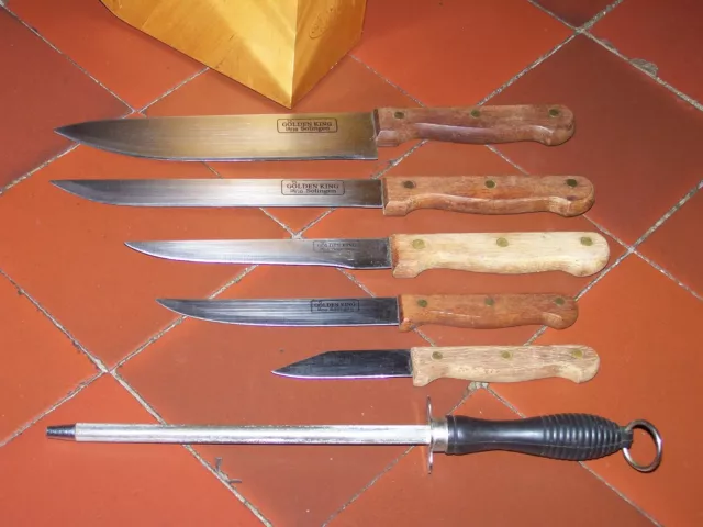 Bloc ustensiles de cuisine Pradel : 5 couteaux, 1 fusil, 1 ciseaux