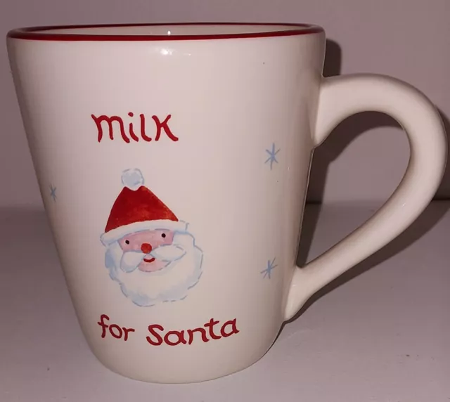 Pottery Barn Kids Milk For Santa Claus Mug Christmas Cup White Red