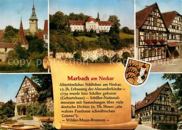 73173316 Marbach_Neckar Teilansichten Altstadt Fachwerkhaeuser Schloss Chronik W