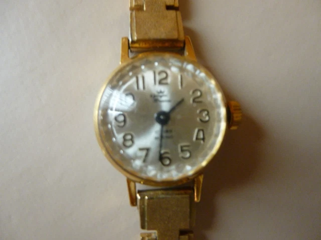 ANCIENNE MONTRE femme mécanique plaqué or YONGER BRESSON bracelet à