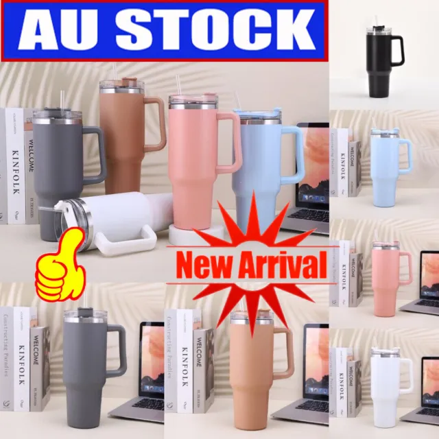 Tumbler Straw Lid Insulated Stainless Steel Water Bottle 40 oz Coffee Mug Travel