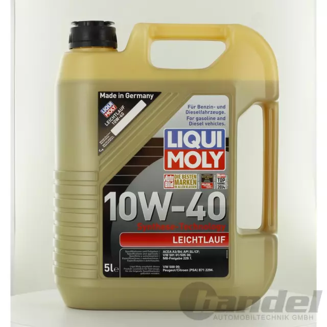 LIQUI MOLY Bon Fonctionnement 10W-40 L'Huile De Moteur 5 Litre Bidon Art. 1310