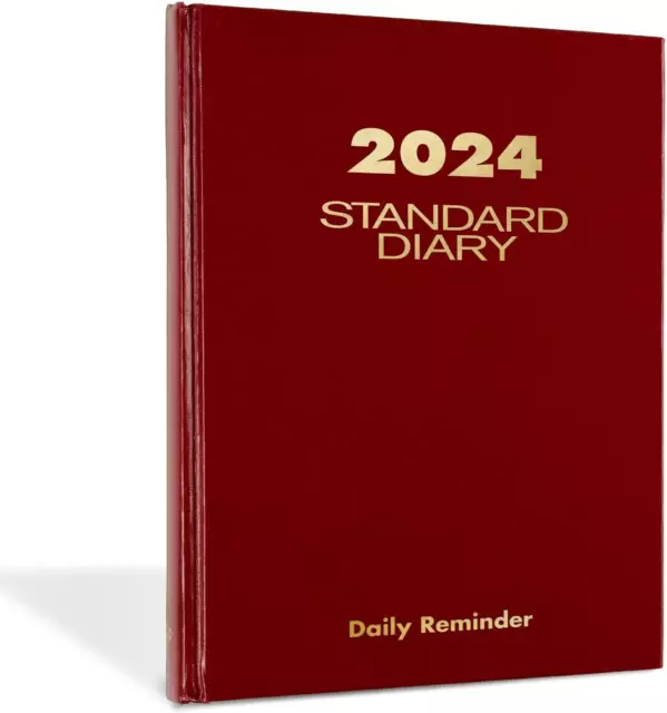 2024 AT-A-GLANCE Standard Diary 7.75" x 12" Daily Diary Hardsided Cover Red/Gold