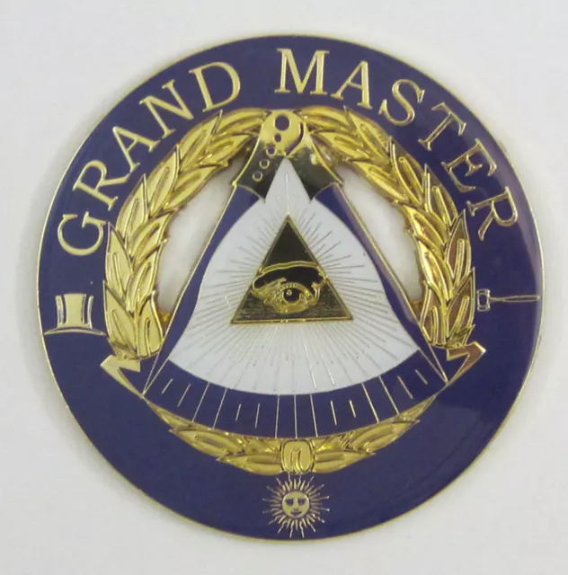 Auto Emblem Grand Master Metal Enamel (SCA-1019) Masonic Freemason Mason