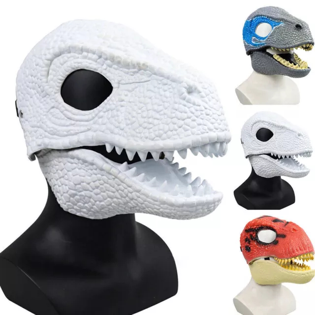 Halloween Dinosaur Mask Moving Jaw Dino Moveable Face Mask Cosplay Party Props ☆