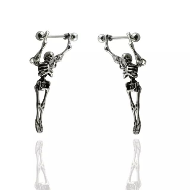 Dangling Skeleton Skull Nipple Rings Shields Surgical Steel Barbells Gothic Hoop