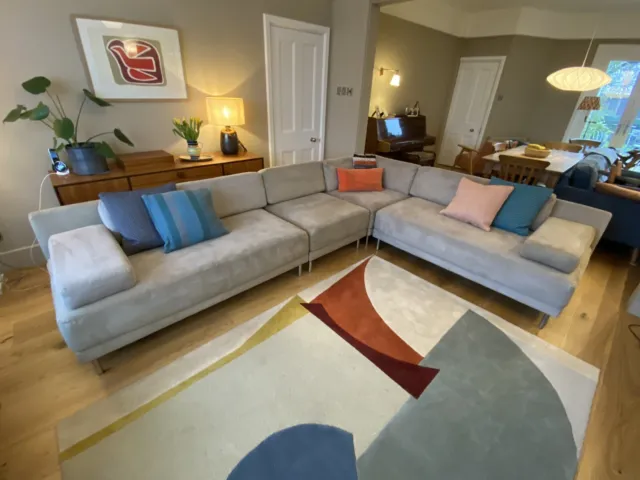 SITS GREY BLUE large corner sofa £400.00 - PicClick UK
