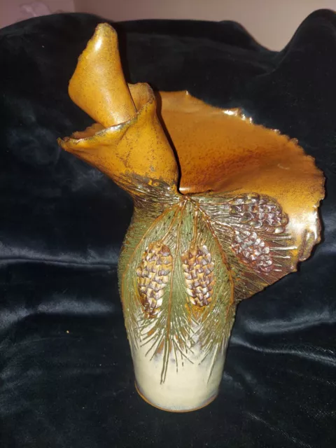 Eclectic Vintage 3D Signed One Of A Kind HandMade Studio Art Glazed Pottery Vase