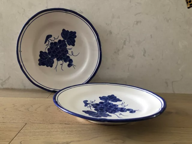 Pair Of Italian PV Pottery Vietri -Italy Blue Grapes UVA Large Platters 13.5''