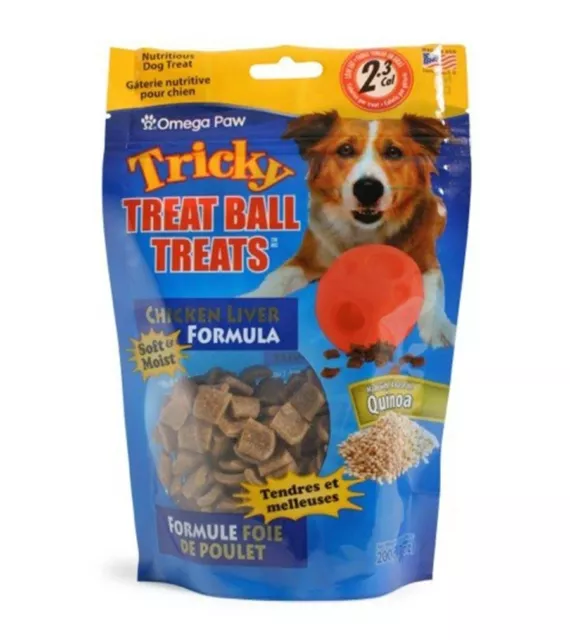 Omega Paw Tricky Treat Ball Dog Treats Chicken, 7 oz