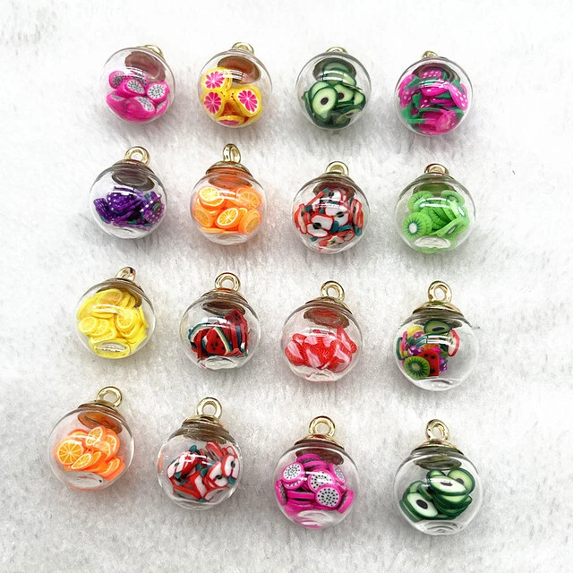 DIY Round Glass Ball Pearl Charms Pendant Bracelet Keychain Jewelry Making Set