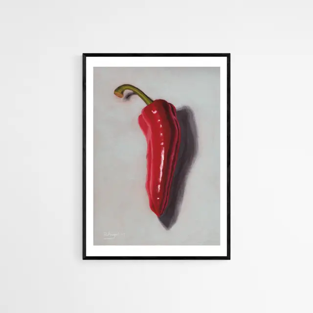 Giclée Trabajo Arte Estampados De Grande Rojo Pepper. Alta Calidad A5, A4 Y A3