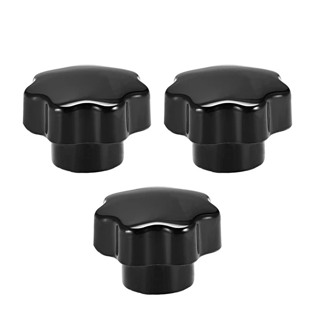 3 Pcs Poignée de bouton étoile M10 Diamètre Insert en laiton femelle fileté noir