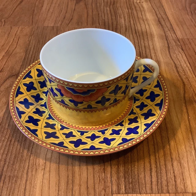 LAURE JAPY Paris GRENADE Flat Cup & Saucer Set Blue Stars Limoges France EXC LAURE JAPY Paris GRENADE Flat Cup & Saucer Set Blue Stars Limoges France EXC
