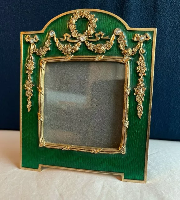 Terragrafics Empire French Green Enamel Bows Swags Picture Frame Faberge Design