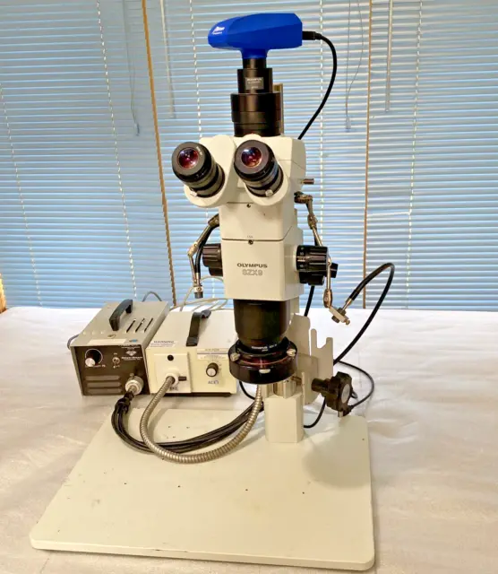 Olympus Stereo Microscope SZX9 w/ Trinocular Head , Light Source Camera & Stand