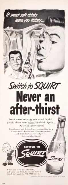 Switch to Squirt Soft Drink 1952 Vtg PRINT AD 5x13 Smooth Mixer No After Thirst