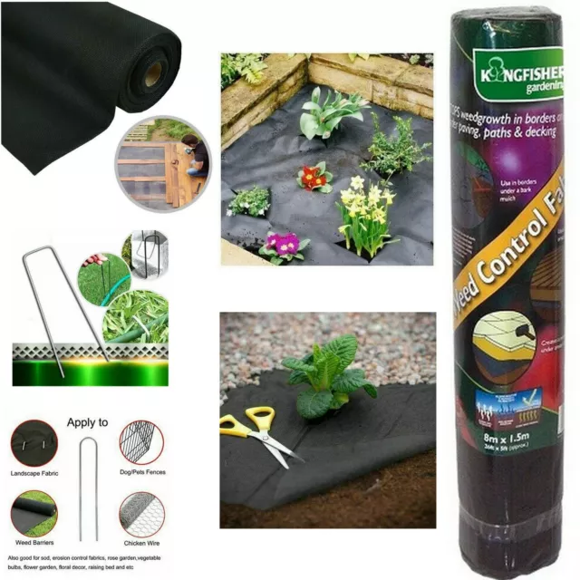 Heavy Duty Weed Control Fabric Membrane Garden Ground Cover Mat Landscape 8x1.5M