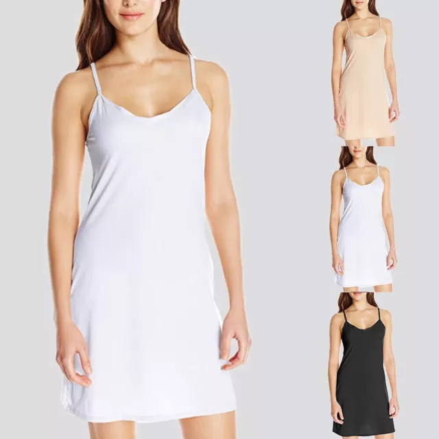 Ladies Plain Cling Resitant Underskirt Anti Static Petticoat Full Slip Dress UK