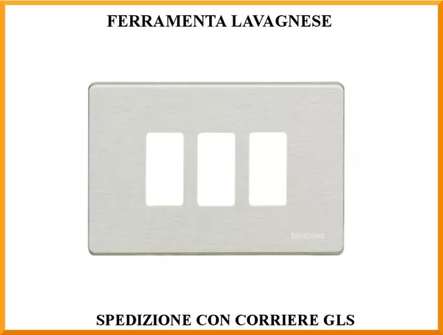 Plaque 3 Places Bticino Oxidal Aluminium Série Magie 3 Biprese 503/3 / X