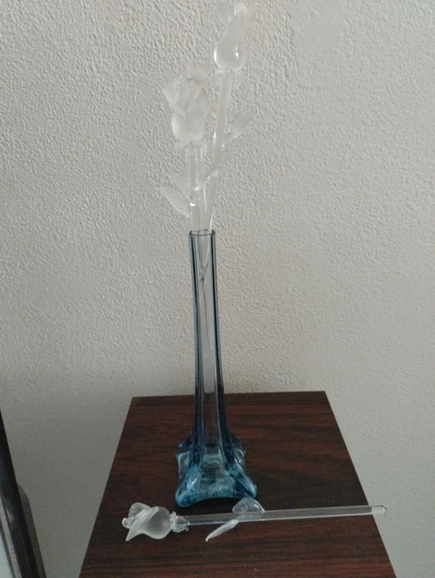 Vase Bougie Soliflore Avec Fleurs Incrustées - Déco Vintage - Occasion