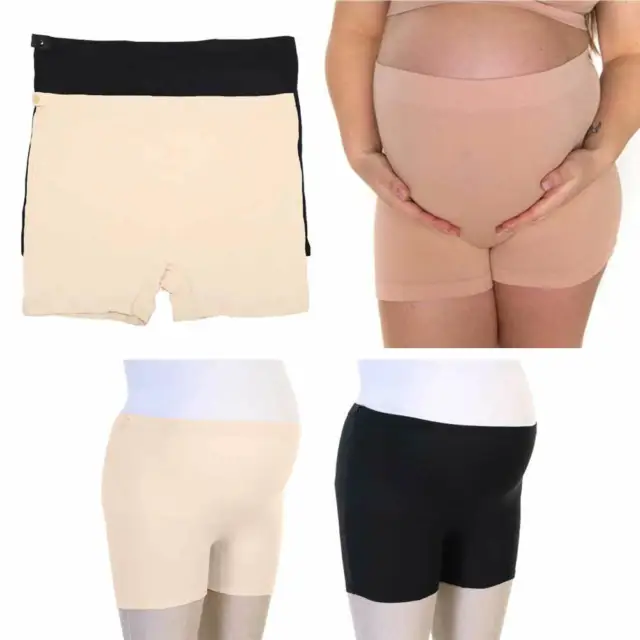 2 Pc Tummy Support Cotton Maternity Shorts Over Bump Pregnancy Underwear L/XL