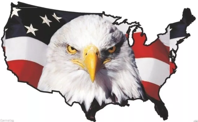 Usa Flag Map Eagle Head Tool Box Helmet Bumper Sticker Decal Made In Usa
