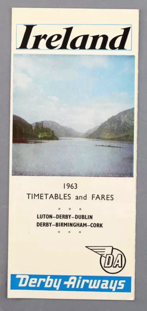 Derby Airways Ireland Airline Timetable 1963