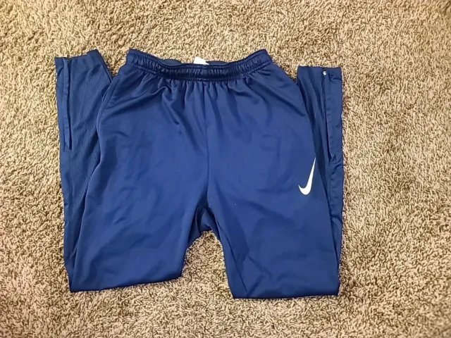 Nike Running Strike Soccer Football Pants Mens SMALL Slim Fit Zipper Ankle Blue