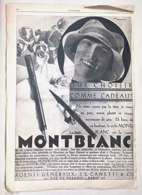 Antique Mont Blanc Safety Nº8 Magazine´s Advertising, 1927, France (CM2595)