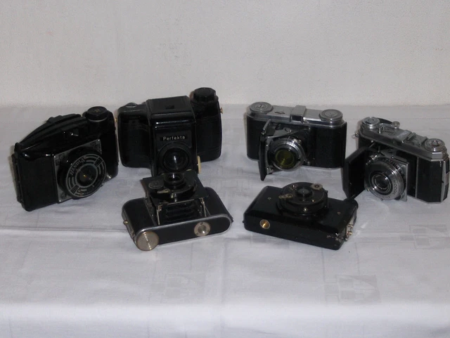 6 antiguas cámaras plegables cámara cámara Voigtländer, Kodak, perfecta no probada