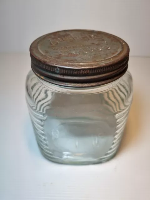Vintage Ribbed Glass Bushells Coffee Jar - Embossed To Base