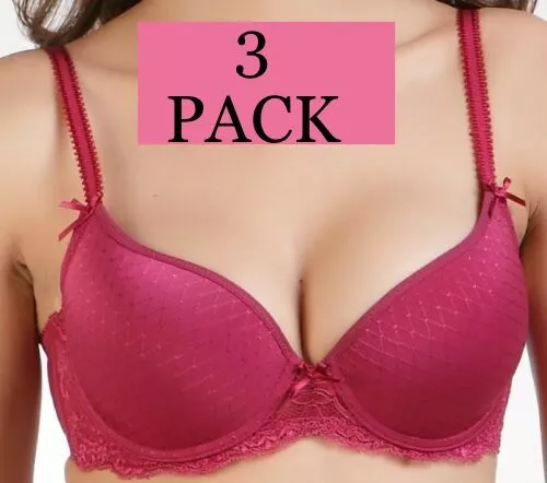 3 X  Balconette Bra 8 10 12 14 16 18 20  A B C D DD E F G Colour Assort