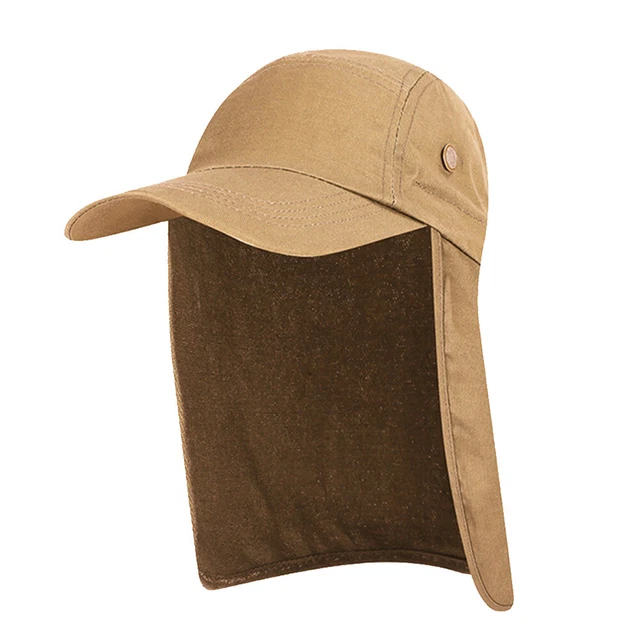 Unisex Fishing Hat Sun Visor Cap Sun Protection with Ear Neck Cover (Khaki) FS2#
